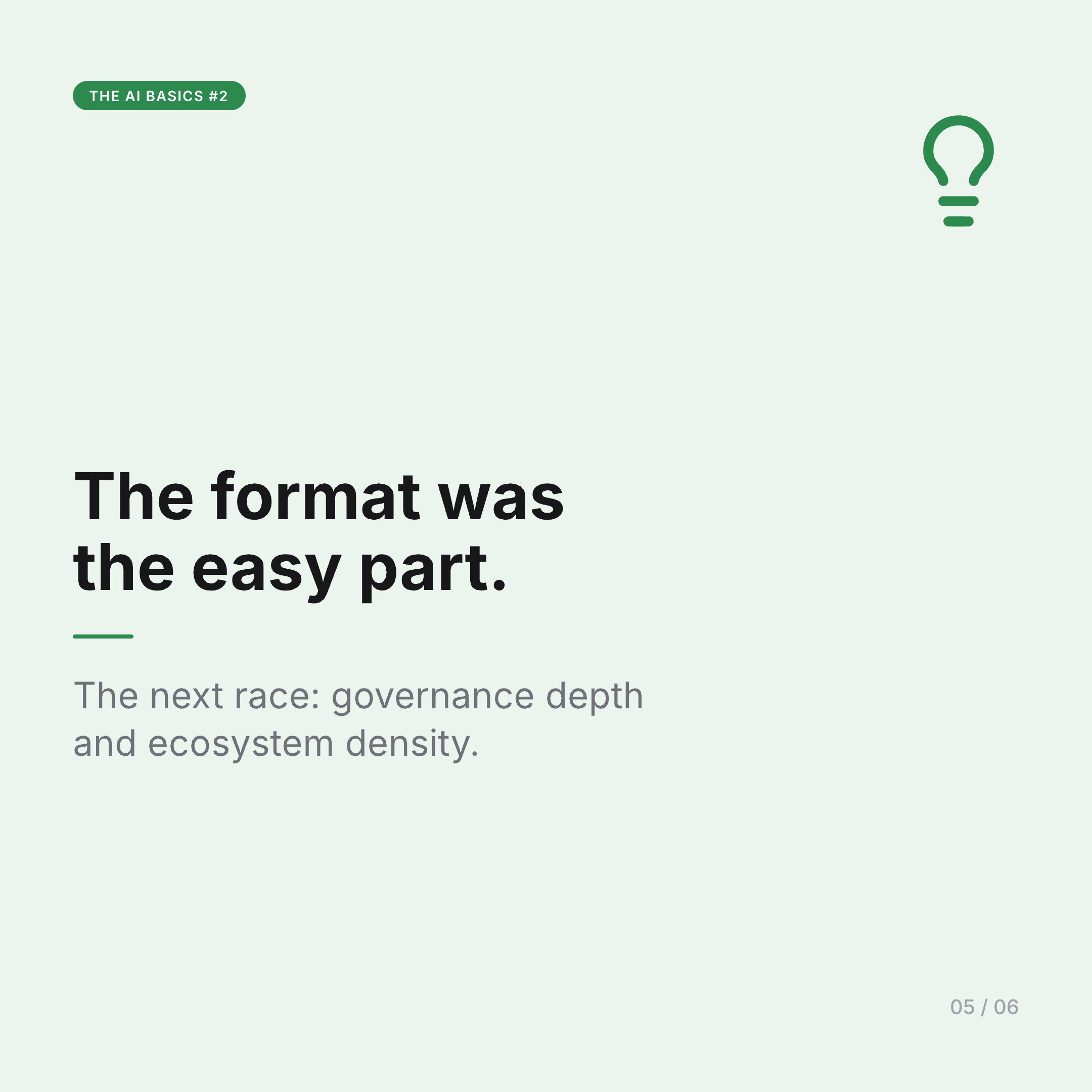 The next race: governance and ecosystem density